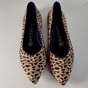 Rothy's Leopard Cheetah Pointed Toe Ballet Flats Size 6.5 (Fits Size 6)